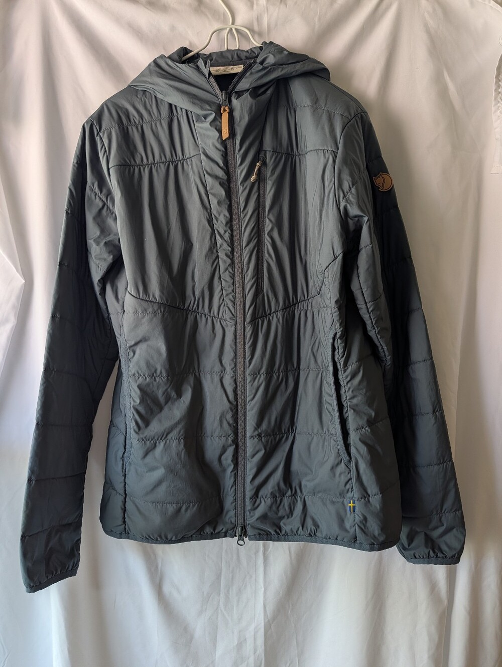 FjallRaven Keb Padded Hoodie Women's L Blue Full Zip Lightweight Hoodie G-loft